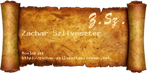 Zachar Szilveszter névjegykártya